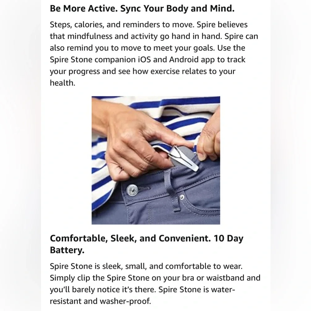 Spire Mindfulness + Activity Tracker - Gray